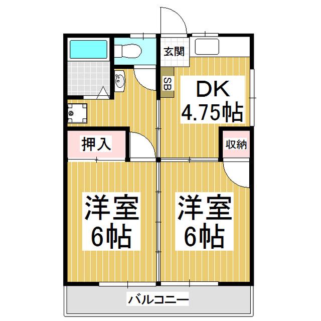 マンション清水田(2DK/2階)の間取り写真