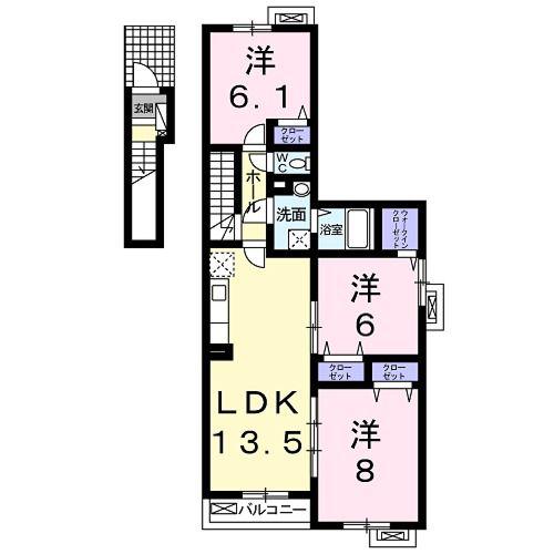 ルミエール車塚(3LDK/2階)の間取り写真