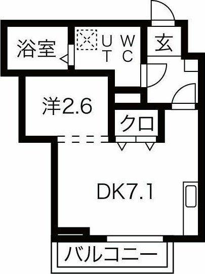 メリディアン北仙台(1DK/3階)の間取り写真