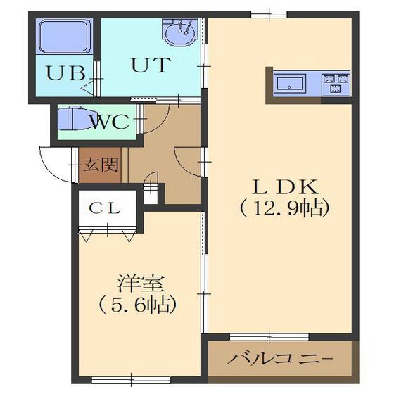 ポポラートIII(1LDK/3階)の間取り写真