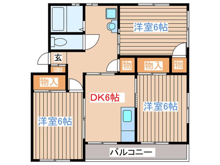 コーポタンノ1(3DK/1階)の間取り写真