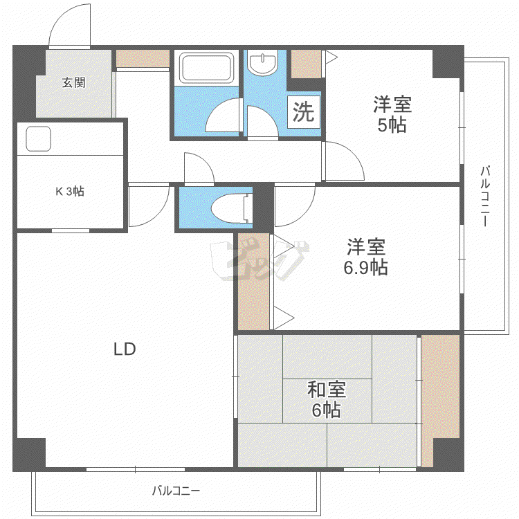デラシオン協和III(3LDK/3階)の間取り写真