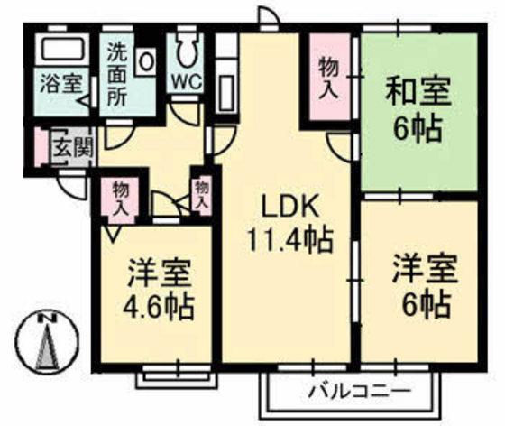ディアスイースト(3LDK/2階)の間取り写真