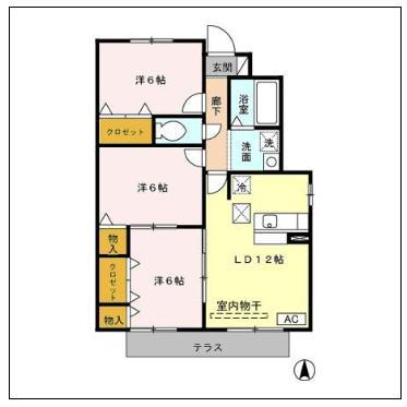 ブランシェコートL II(3LDK/1階)の間取り写真