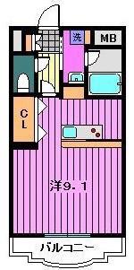 フォルビートII(1K/2階)の間取り写真