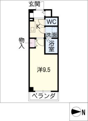 ベルフォーレ永覚(1K/1階)の間取り写真