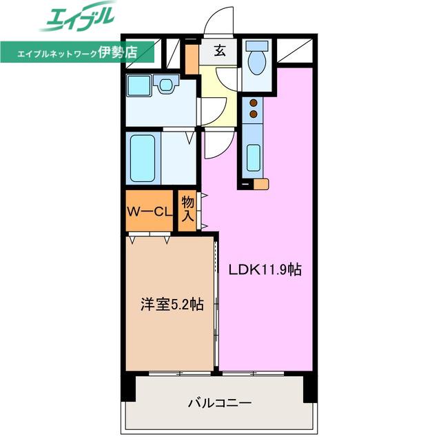アンジュール小木II(1LDK/1階)の間取り写真