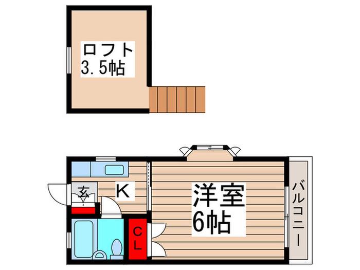 ジュネスユー(1K/2階)の間取り写真