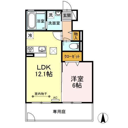 サニースクエア(1LDK/1階)の間取り写真