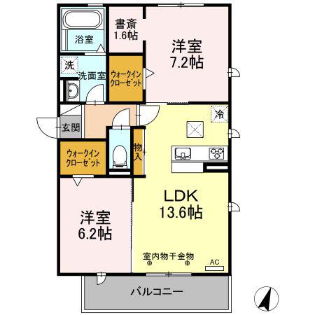 リヴェール(2LDK/1階)の間取り写真