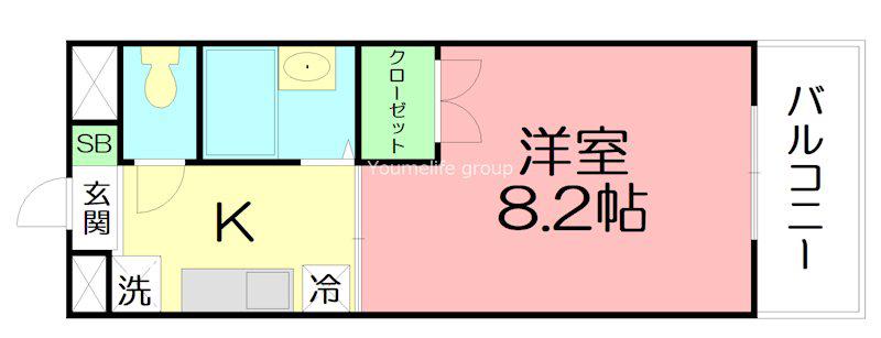 カルムワン(1K/3階)の間取り写真