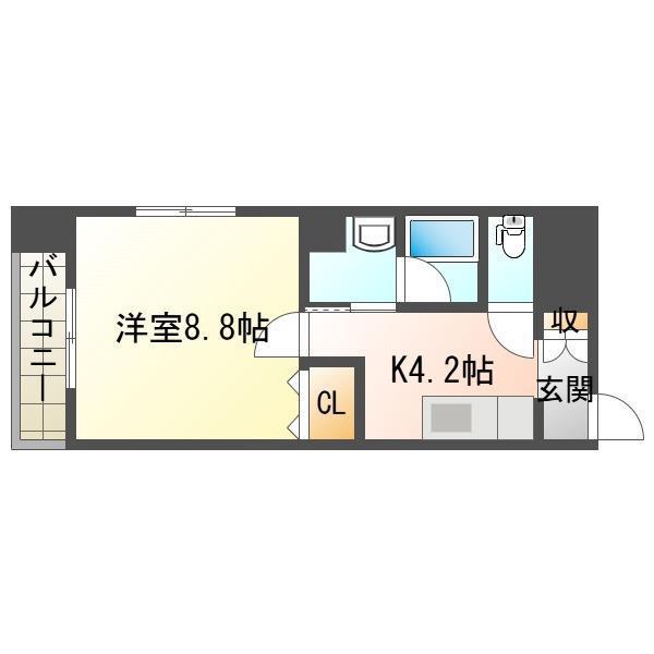 コンコース東堀(1K/7階)の間取り写真