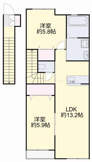 ARVITA サウス(2LDK/2階)の間取り写真