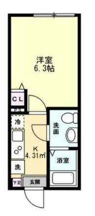 ルージュエール豊四季(1K/1階)の間取り写真