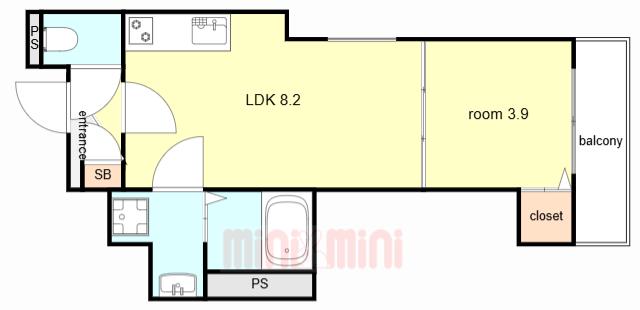 F ASECIA UPIS(1LDK/1階)の間取り写真