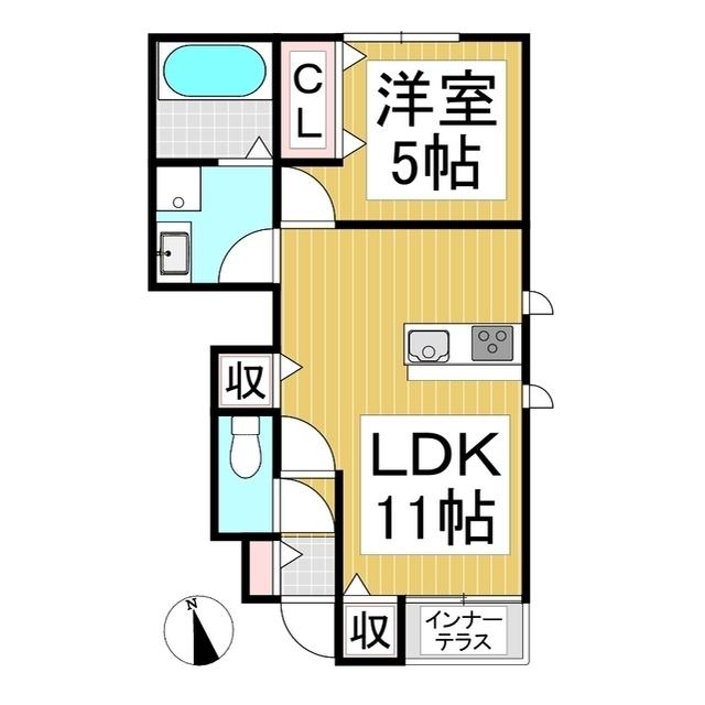カーサパトリア D棟(1LDK/1階)の間取り写真