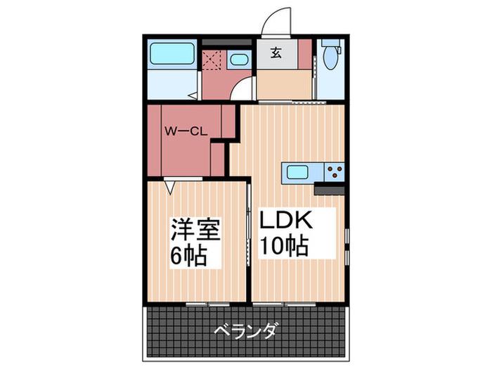 阿賀中央3丁目アパート(1LDK/2階)の間取り写真