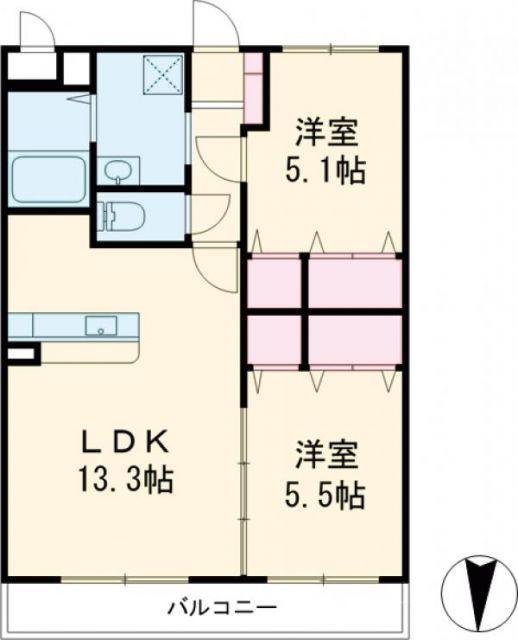 ゼニス森町(2LDK/1階)の間取り写真