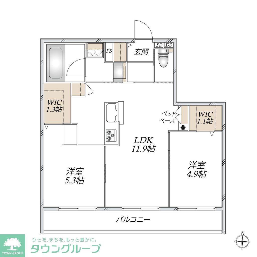 千代ケ丘9丁目メゾン(2LDK/2階)の間取り写真