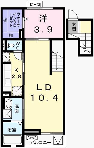 フィレール デュ トラジャVII(1LDK/4階)の間取り写真
