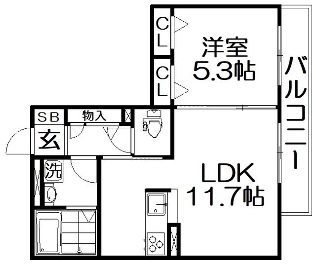 アイシス香里園(1LDK/2階)の間取り写真