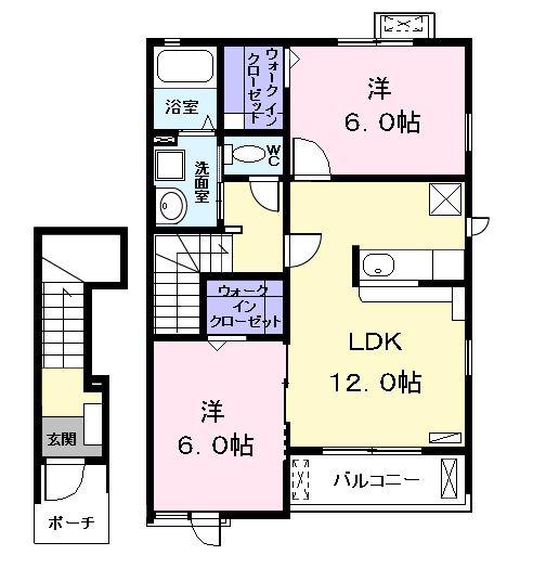 エスペランサ II(2LDK/2階)の間取り写真
