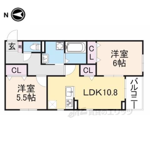シュロス(2LDK/3階)の間取り写真