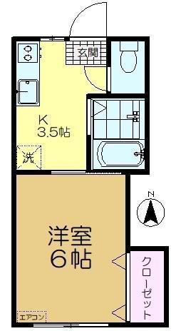 第2清人荘(1K/1階)の間取り写真