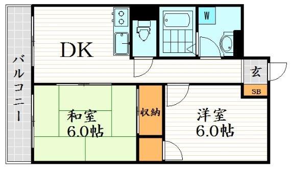 佐藤ビル(2DK/3階)の間取り写真