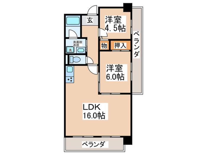 ピースフル(2LDK/4階)の間取り写真