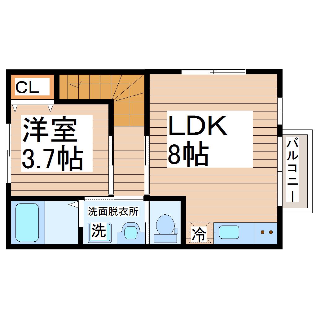 RUIII(1LDK/2階)の間取り写真