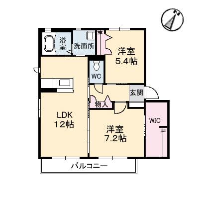 エピナールG棟(2LDK/2階)の間取り写真