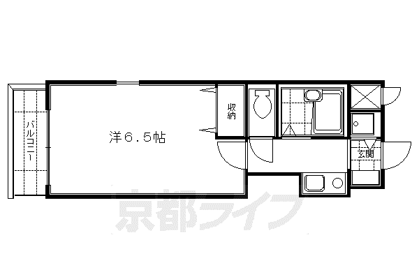 リーガル京都桃山(1K/2階)の間取り写真