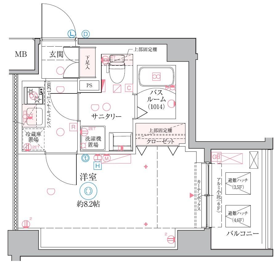クレヴィスタ戸田(1K/3階)の間取り写真