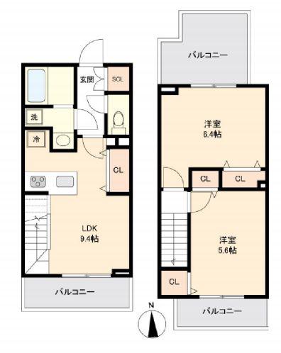 LIVECASA上野 LIVE CASA上野(2LDK/4階)の間取り写真