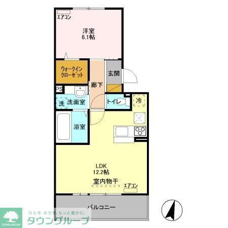 オランジュB棟(1LDK/1階)の間取り写真