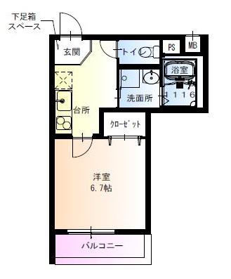 フジパレスあびこ駅東V番館(1K/1階)の間取り写真