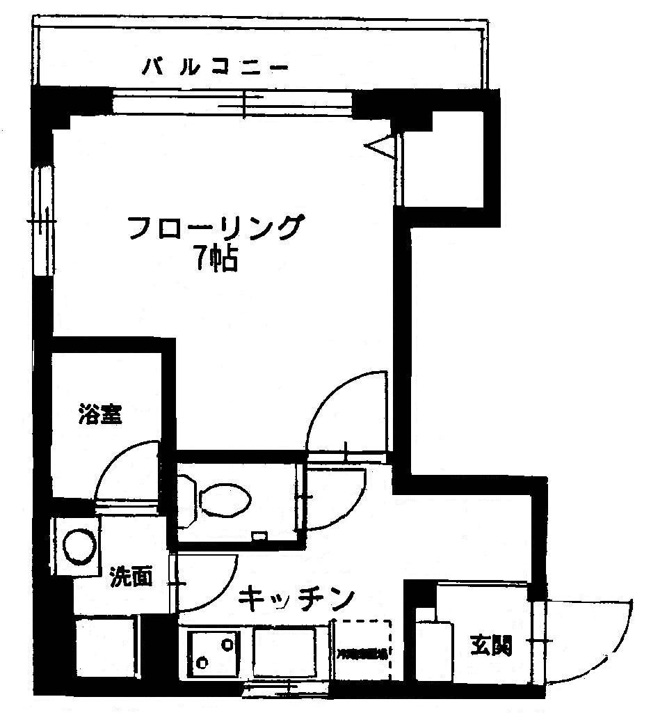ロワールフェミナン新山下(1K/2階)の間取り写真