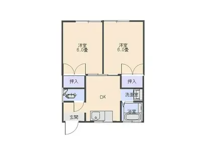 第3丸美ハイツ(2DK/1階)の間取り写真