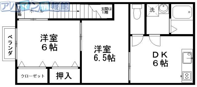 ラピュタII(2DK/2階)の間取り写真