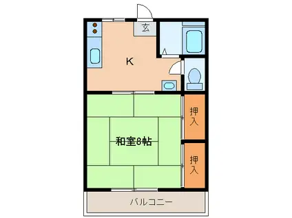 第二松ヶ丘荘(1K/2階)の間取り写真