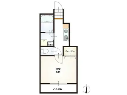 ソレアード・椿峰(1K/1階)の間取り写真