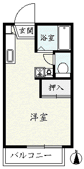 江南ハイムA棟(ワンルーム/2階)の間取り写真