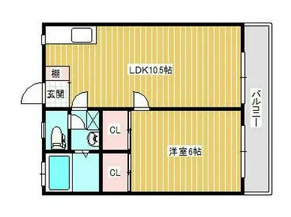ル・クールK(1LDK/1階)の間取り写真