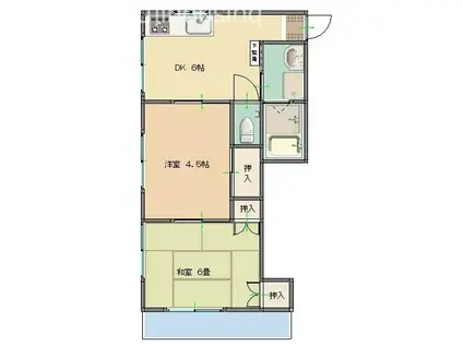 片渕ハイツ(2DK/2階)の間取り写真