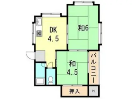 片山マンション(2DK/3階)の間取り写真