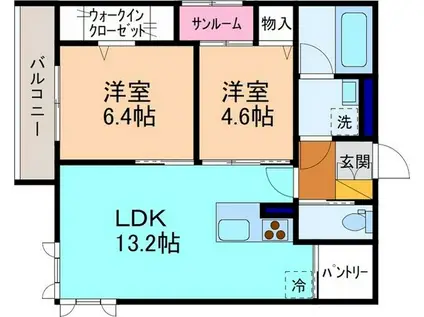 SH・イースト GARDEN(2LDK/2階)の間取り写真