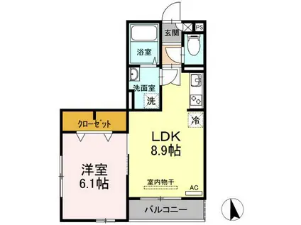 CLAIR72(1LDK/2階)の間取り写真