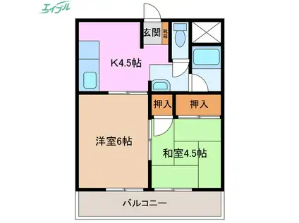 栄ビクトリーマンション(2K/2階)の間取り写真