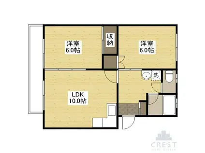 新涯マンション(2LDK/4階)の間取り写真